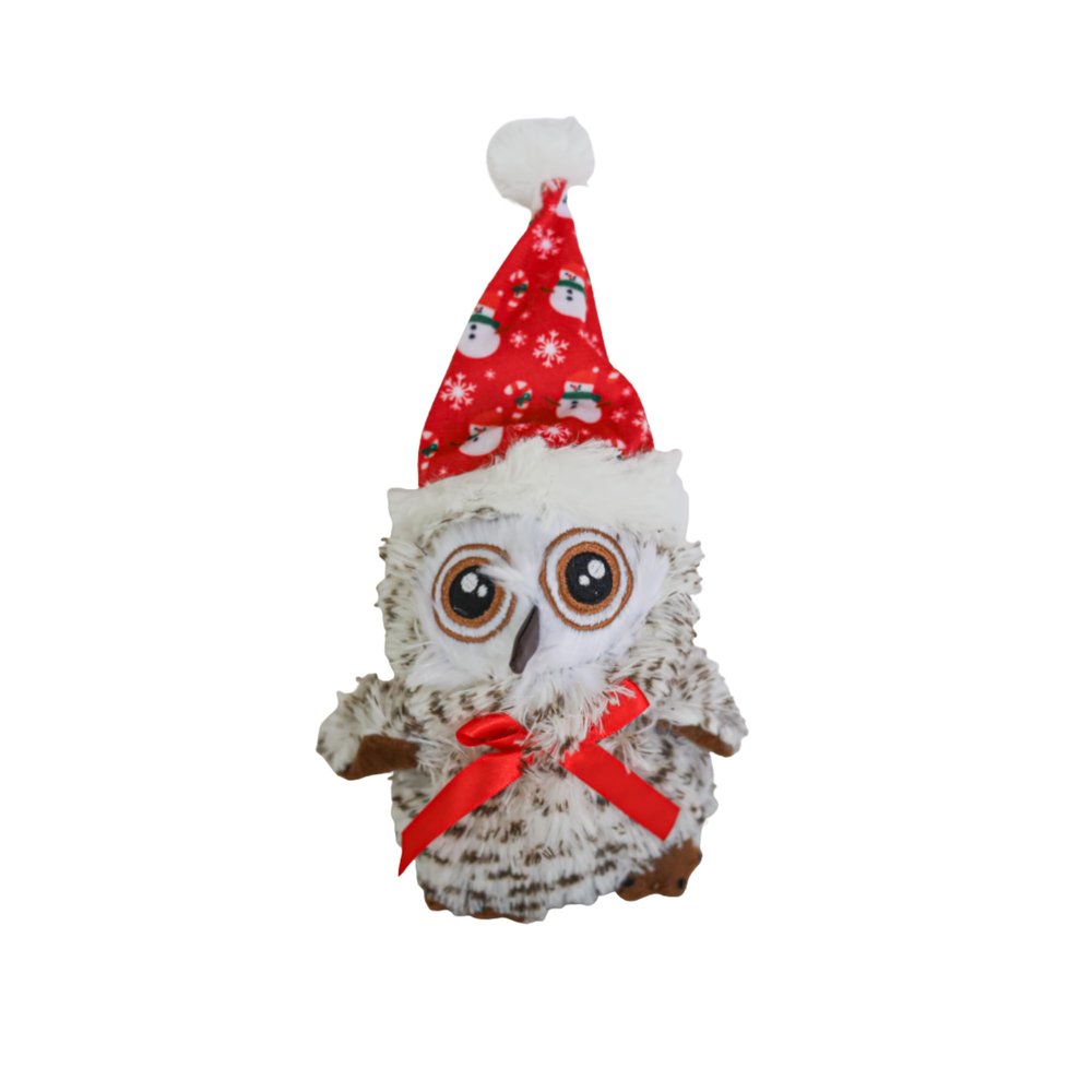 Holiday Baby Owl Baby Plush Dog Toy with Tennis Ball Inside