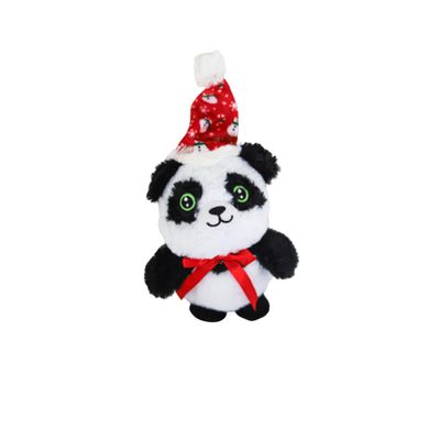 Holiday Baby Panda Plush Crinkle Dog Chew Toy with Tennis Ball Inside