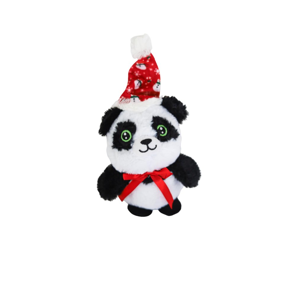 Holiday Baby Panda Plush Crinkle Dog Chew Toy with Tennis Ball Inside