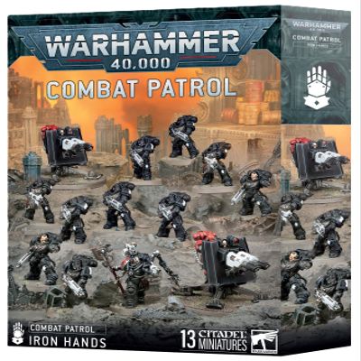 Warhammer 40K: Combat Patrol  Iron Hands Space Marines Miniatures with Techmarine, Heavy Intercessors, Firestrike Servo-Turrets, and Transfer Sheet