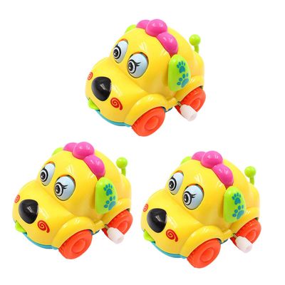 COOLHIYA 3 Pcs Creative Wind Up for Cartoon Animal Clockwork Cars Educational Playthings for Boys and Early Learning Interactive Fun Random Color