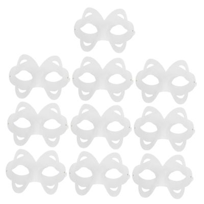BCOATH 10pcs DIY Paper Pulp Blank Masks White Half Face Cosplay Face Mask for Party Theater Crafting Safe Multipack for Creative Decoration