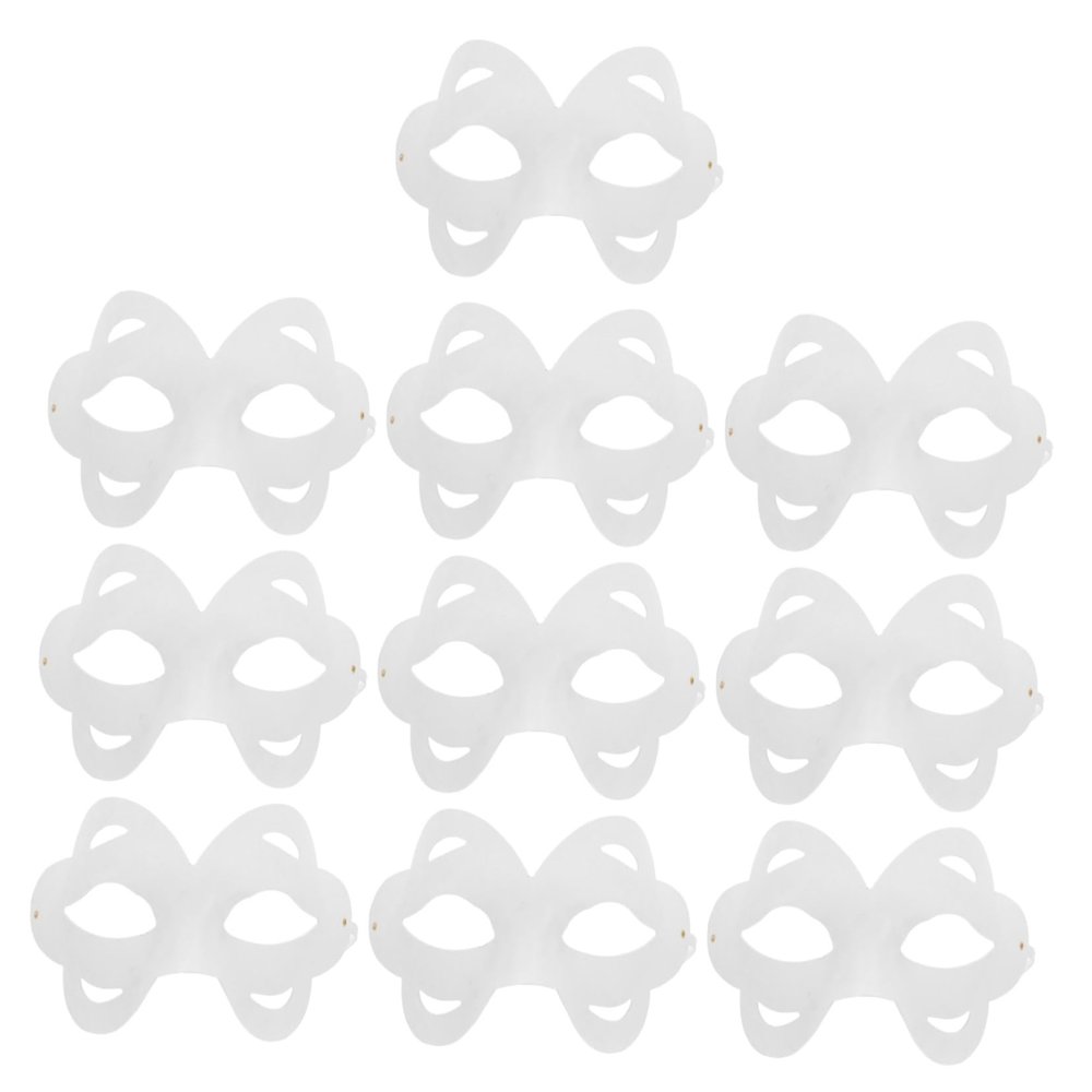 BCOATH 10pcs DIY Paper Pulp Blank Masks White Half Face Cosplay Face Mask for Party Theater Crafting Safe Multipack for Creative Decoration