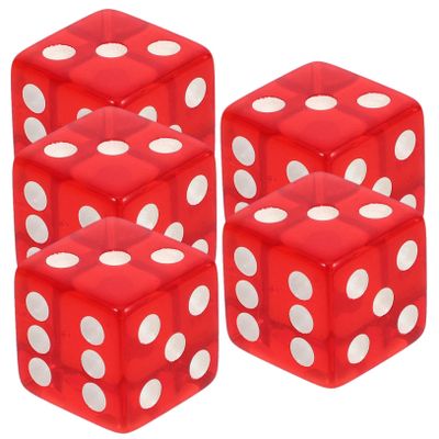 BCOATH 5pcs Red Transparent Dice Game Props Rounded Corners Lightweight Multi-Sided for Party Math Events and Scene Decorations