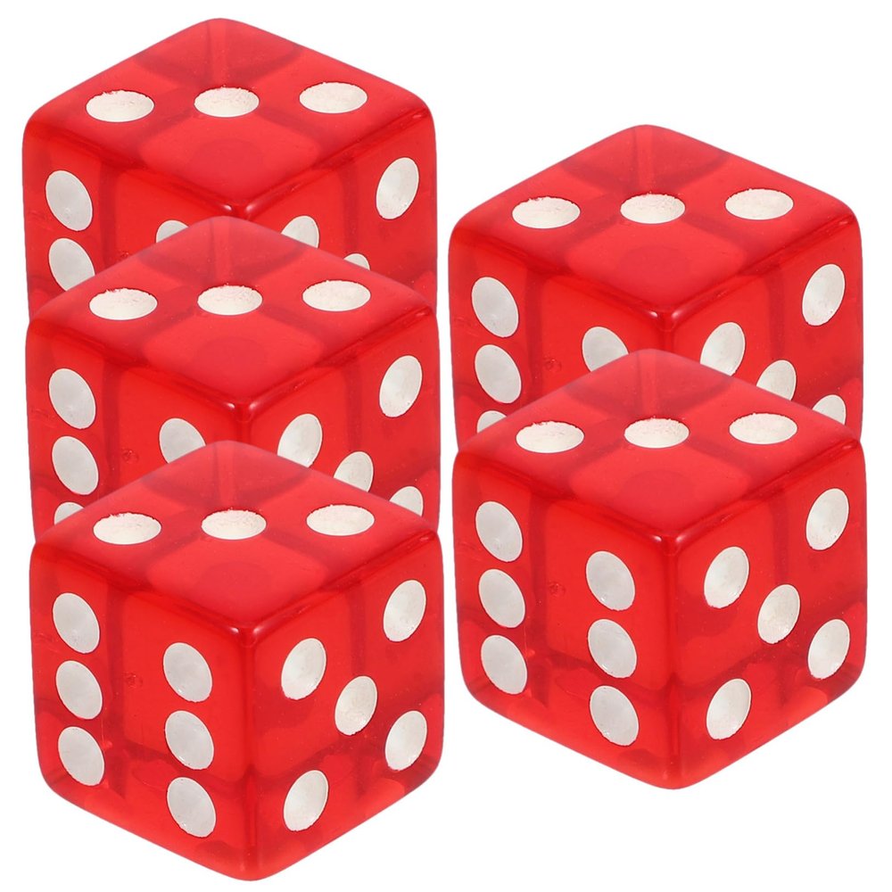 BCOATH 5pcs Red Transparent Dice Game Props Rounded Corners Lightweight Multi-Sided for Party Math Events and Scene Decorations