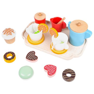 ORFOFE Wooden Pretend Dessert Tea Party for Little Lightweight Educational Play Food with Break-Resistant Craftsmanship Enhances Creativity and Social Skills