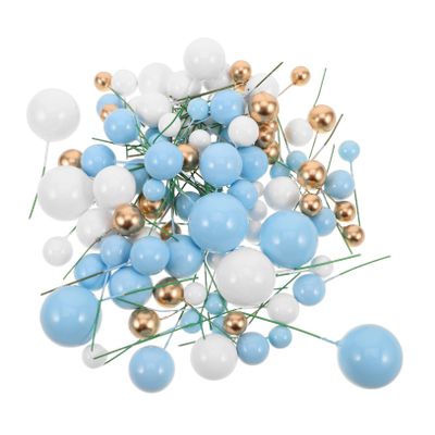 BRIGHTFUFU 108pcs Pearl Ball Cake Toppers DIY Cake Decorating Balls for Wedding Birthday Shower Party Cupcake Insert Decoration