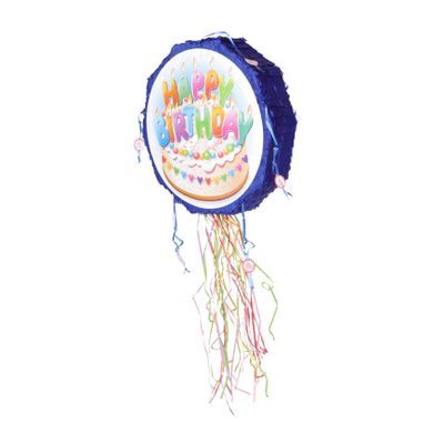 BRIGHTFUFU Birthday Cake Pinata Ornament Paper Hanging Birthday Party Decor for Boys Candy-fillable Safe Celebration Accessory