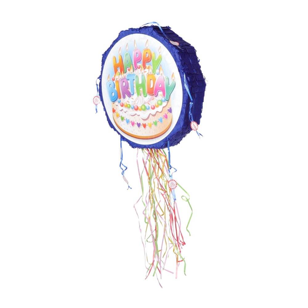 BRIGHTFUFU Birthday Cake Pinata Ornament Paper Hanging Birthday Party Decor for Boys Candy-fillable Safe Celebration Accessory