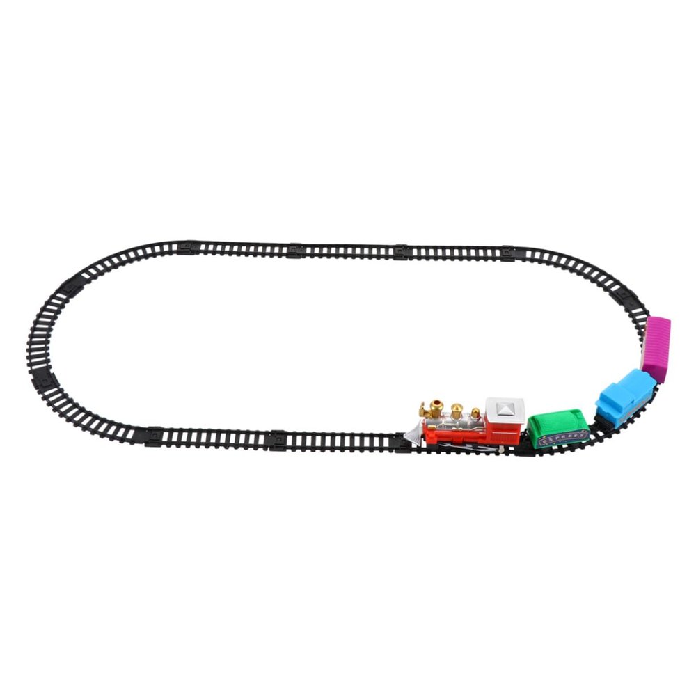 HAKIDZEL Christmas Electric Train Set with Carriages and Tracks Smooth Plastic Rail in Carrying Case Educational and Decorative Holiday