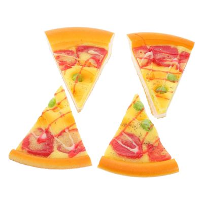COOLHIYA 4pcs Realistic PU Fake Pizza Slices Lifelike Pretend Kitchen Food Props for Pizza Party Decorations Table Centerpieces and Play Kitchen Display