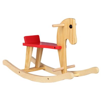 KOMBIUDA Wooden Rocking Horse Pine Rocker Chair Plaything for Riding Chair with Lovely Design and Strong Bearing Capacity