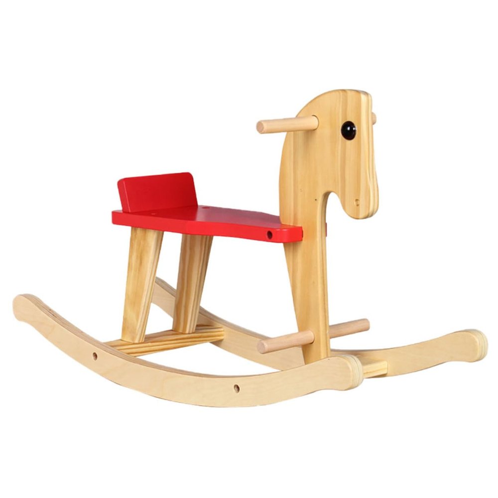 KOMBIUDA Wooden Rocking Horse Pine Rocker Chair Plaything for Riding Chair with Lovely Design and Strong Bearing Capacity