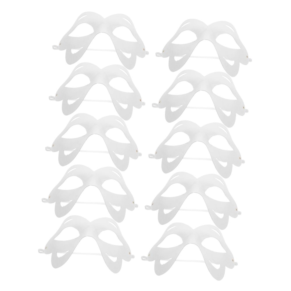 BRIGHTFUFU 10pcs DIY Paper Pulp Blank Masks White Half Face Masquerade Masks for Halloween Party Cosplay Theater Craft Supplies for Group Activities and Artistic Decoration