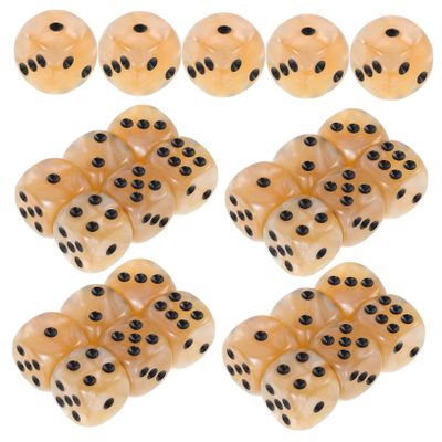 BCOATH 50pcs Shell Color Round Corner Game Dice with Pearl Texture for Board Games Family Math Teaching Classroom Accessories Party Supplies