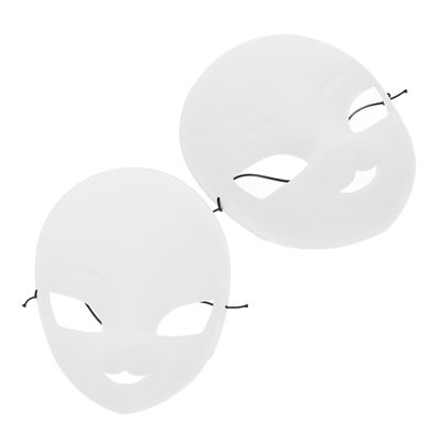 BRIGHTFUFU 2pcs Blank White Masquerade Masks for DIY Painting Breathable Frosted Plastic Fox Face Mask for Cosplay and Craft Comfortable Fit for Hand-painted Creativity and Party Random Color