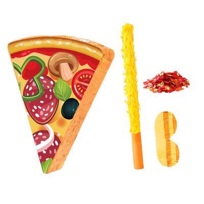 CONGARTENO Pizza Party Favor with Stick Blindfold and Confetti Food-themed Birthday Decoration Fun Game for Showers and S Celebrations