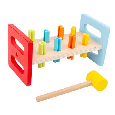 ULDIGI 2Pcs Pounding Hammer for Motor Skill Development Interactive Whacking Bench Plaything with Mallets Safe Educational Hammer for Hand-Eye Coordination and Muscle Strengthening