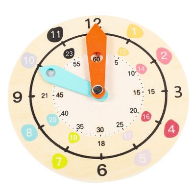BCOATH Wooden Clock for Educational Cartoon Clock Model Safe Wood Learning Plaything Bright Colors Cognitive Development for Boys