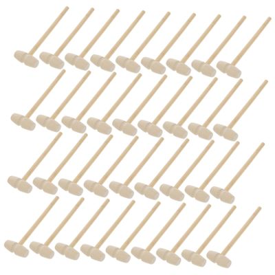 KOMBIUDA 36pcs Wooden Mallets Natural Wood Mini Hammer for Boys and Hand Training Muscle Development Interactive Birthday