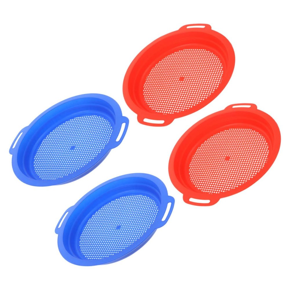 BRIGHTFUFU 4pcs Sand Sifter Bright Plastic Sand Strainers for Beach and Outdoor Play Lightweight and Portable Sieve Pans for Family Trips Gardening Shell and Rock Finding