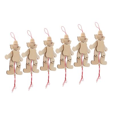 BRIGHTFUFU 6pcs Unfinished Wooden Clown Puppet with Strings for Pretend Play and Theater Blank Craft Marionette to Paint and Decorate Portable for Hand-Eye Coordination and School Activities