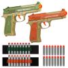 2 Pack Blaster Guns Boys Toy - with 16 Soft Foam Darts Bullets & 2 Wrist Bands - Christmas Birthday Hand Gun Toys Party Supplies for 6,7,8,9,10,11,12 Years Kids (Orange Green) view 1
