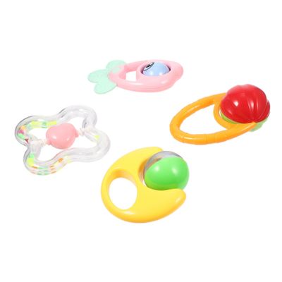 COOLHIYA 4pcs Handbell Plaything Plastic Rattles Lightweight Sensory Grasp Teethers for Newborns