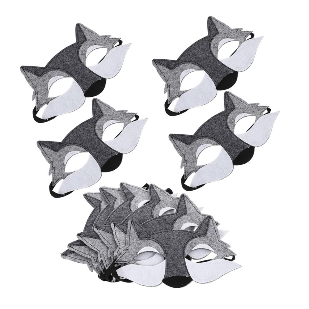 COOLHIYA 10pcs Lightweight Wolf Cosplay Masks Nonwoven Fabric Breathable Halloween Animal Half Face Mask for Masquerade Party Costume Role Play Accessories