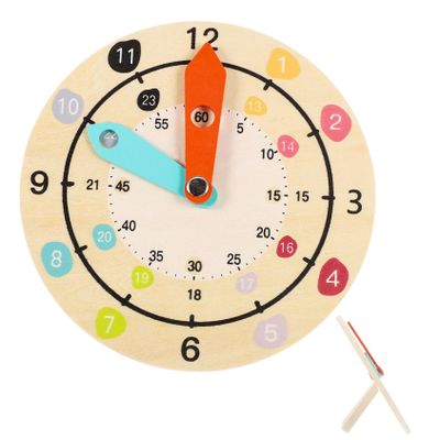 BRIGHTFUFU Colorful Wooden Teaching Clock for Educational Learning Model Preschool Cognitive Hand-Eye Coordination and Logical Skills Montessori Early Learning Aid