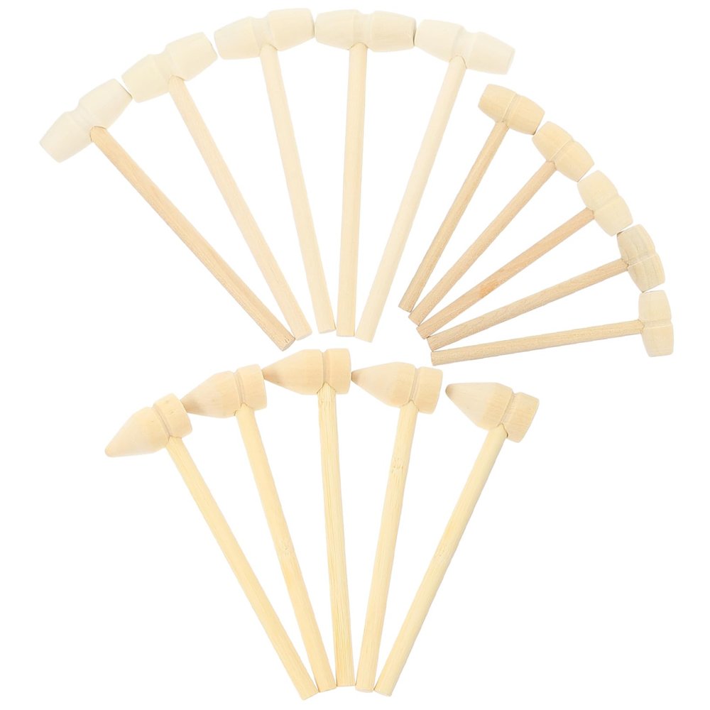 HAKIDZEL 15pcs Mini Wooden Mallets with Ergonomic Handles Safe Small Wood Hammers for Hammer for Boy Girl Play and Golden Egg Cracking Activities