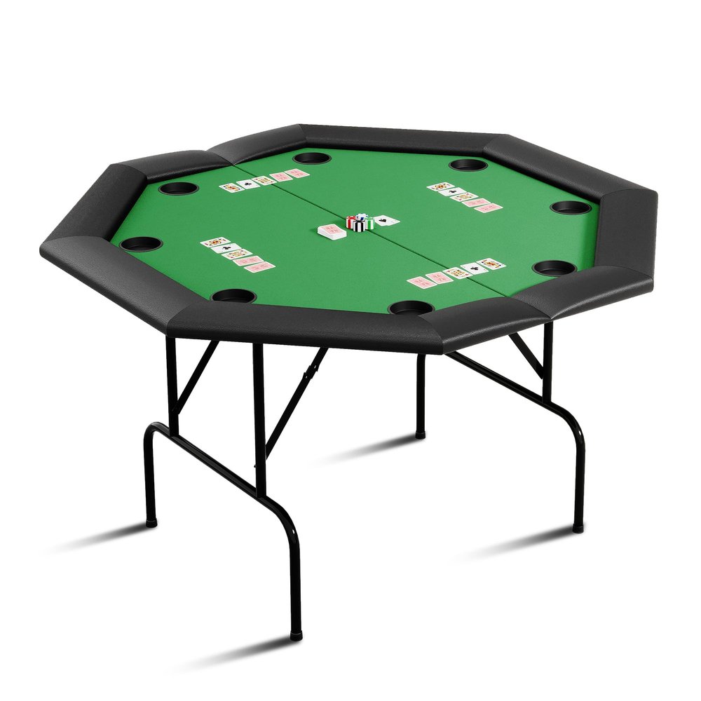 PeakPursuit Octagon Poker Table with Collapsible Legs, Blackjack Gaming Tables for 8 Players, Casino Leisure Table with Water-Resistant Cushioned Rail