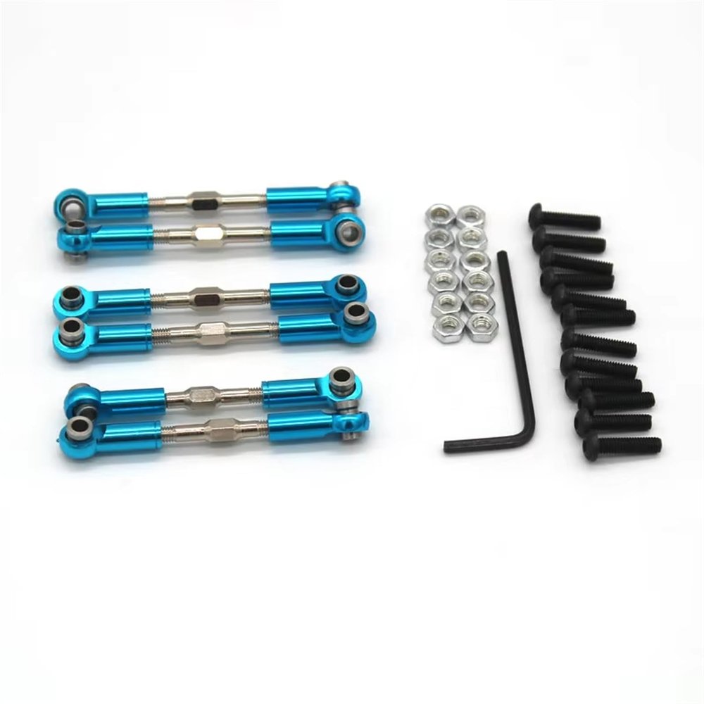Compatible with Wltoys 144001 144010 14016 14018 124008 124010 124016 124017 124018 124019 RC Remote Control Car Metal Upgrade Rod 6 Parts RC Accessory(Blue)