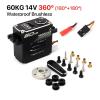 60KG Digital Servo Motor 14V Metal Gear Waterproof Brushless Remote Control Steering Servo(360) view 2