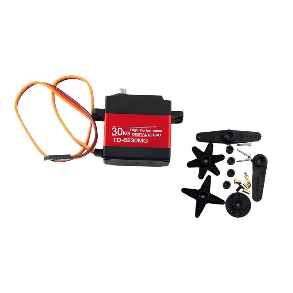 30KG 4.8-8.4V TD-8230MG Metal Gear Simulation Servo 360 Degree Continuous Rotation Angle Uncontrollable Red(180 Degree)
