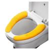 2Pc/set Reusable Toilet Seat Cover Warm Flannel Toilet Sticker Seat Pad Washable Bathroom Warmer Seat Bathroom Cushion Pad(Small yellow) view 1