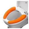 2Pc/set Reusable Toilet Seat Cover Warm Flannel Toilet Sticker Seat Pad Washable Bathroom Warmer Seat Bathroom Cushion Pad(Small orange) view 1