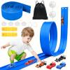 20 Ft Flexible Race Track Toys, Flex Race Car Ramp Track with 4 Race Cars & Suction Cups Rolls Up Portable DIY Race Track Anti Gravity Car Track Set,Kids Racecar Track Toy(Blue) view 1