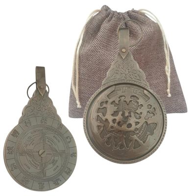 8'' Brass English Calendar Desk Astrolabe Maritime Navigational Astrological Globe & with Jute Gift Bag (Style 1)