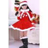 3 Pieces Girls Santa Dress, Christmas Cosplay Suit for Girl Kids Performance Velvet Dress Up with Belt (Red, 7-8 Years) view 3