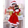 3 Pieces Girls Santa Dress, Christmas Cosplay Suit for Girl Kids Performance Velvet Dress Up with Belt (Red, 7-8 Years) view 4