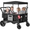 MomZi 4 Seater Wagon Stroller with Removable Canopy, Collapsible Wagon Stroller for 4 Kids with Storage Pocket for Baby and Toddlers Black view 1