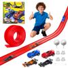 20 Ft Flexible Race Track Toys, Flex Race Car Ramp Track with 4 Race Cars & Suction Cups Rolls Up Portable DIY Race Track Anti Gravity Car Track Set,Kids Racecar Track Toy(Red) view 1