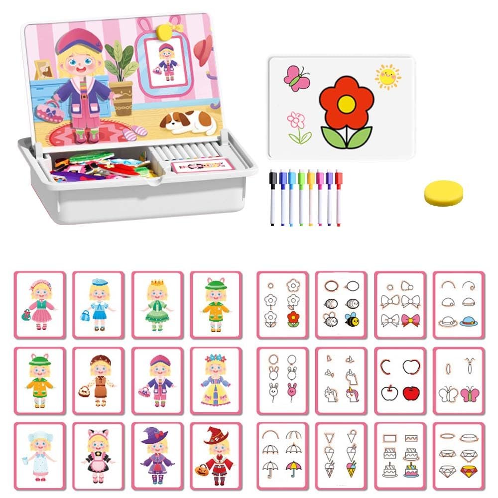 PolishWiz Magnetic Dress-Up Puzzle Book for Kids, Creative Magnetic Face & Outfit Game, Educational Travel Toy for Toddlers 3-6 (Princess Dress Up Show)