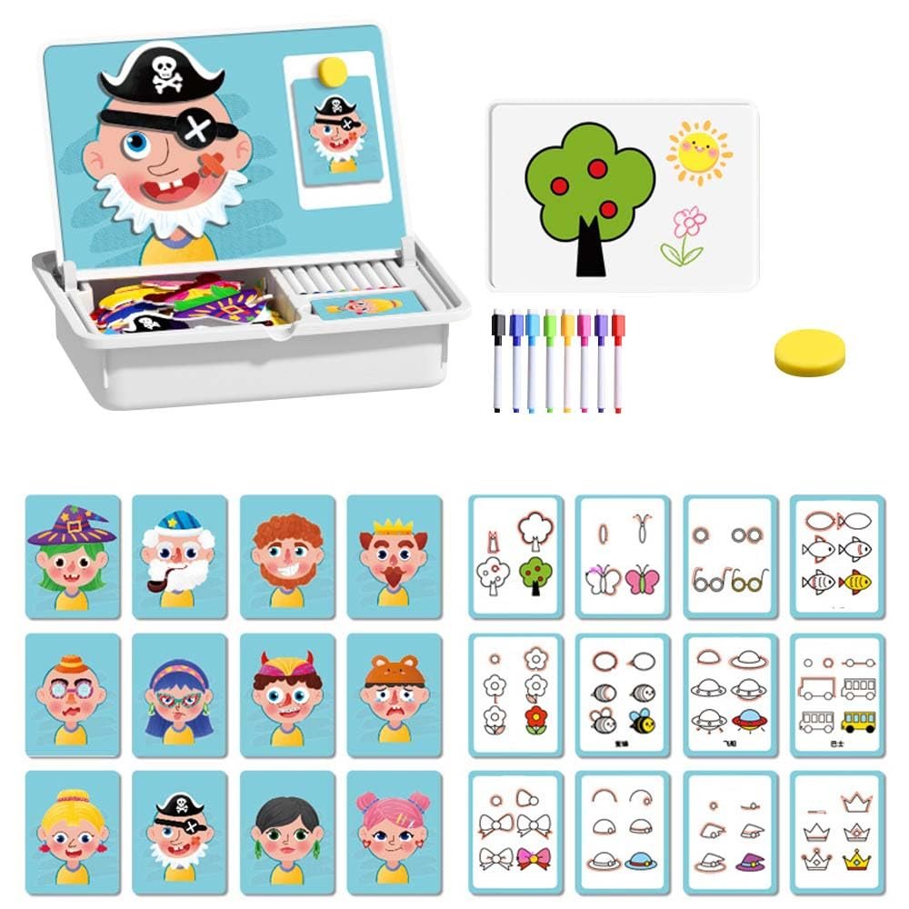 PolishWiz Magnetic Dress-Up Puzzle Book for Kids, Creative Magnetic Face & Outfit Game, Educational Travel Toy for Toddlers 3-6 (Expression Changing Show)