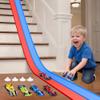 15 Ft Flexible Race Car Track for Kids, Double-Sided Racetrack with Suction Cups, Race Car Ramp Track & Compatible 1:64 Diecast Cars,Portable Roll Up Track Toy,Gift for Boys Girls Ages 3-5 5-7 view 1