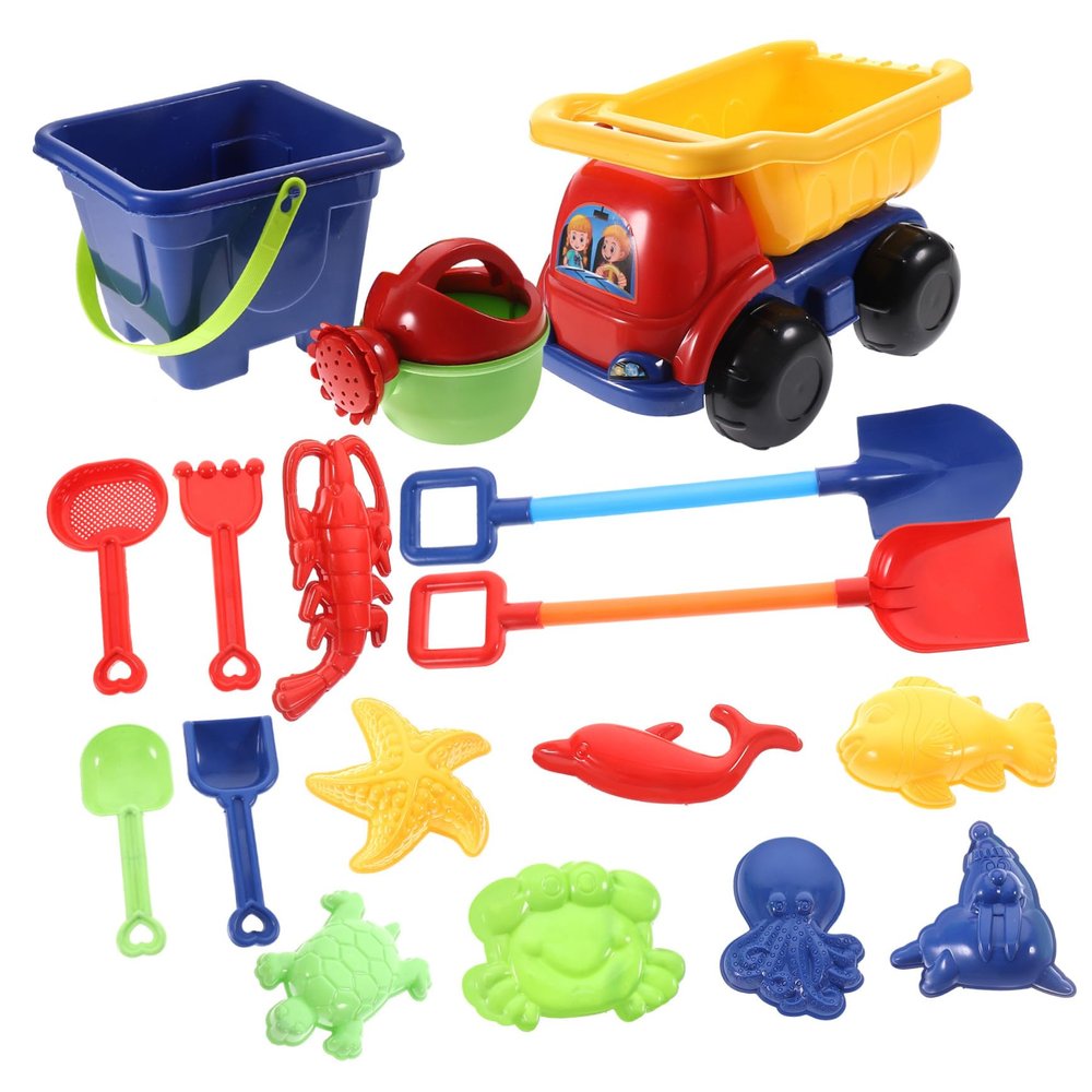 BCOATH Beach Sand with Portable Excavating Tools Mini Four-Wheel Cart and Lightweight Outdoor Play Kit for Creative Sand Games