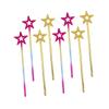 BCOATH 8pcs Party Cosplay Wands Plastic Star Fairy Wands with Beaded Hollow Stars for Birthday Halloween Party Decoration Supplies Gold Iridescent view 1