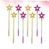BCOATH 8pcs Party Cosplay Wands Plastic Star Fairy Wands with Beaded Hollow Stars for Birthday Halloween Party Decoration Supplies Gold Iridescent view 2