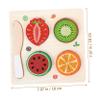BCOATH 4 Set Wooden Cutting Set for Realistic Fruits Vegetables Pastries Puzzles Pretend Kitchen Play Food for Cognitive Skill Development view 3
